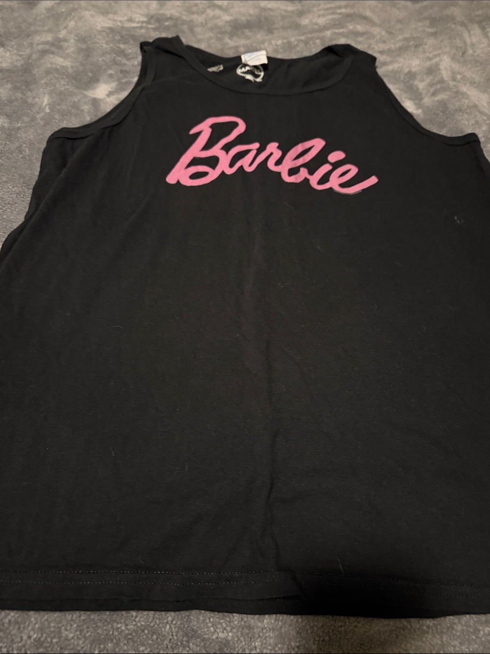 Barbie Black Tank Top with Pink Script Logo